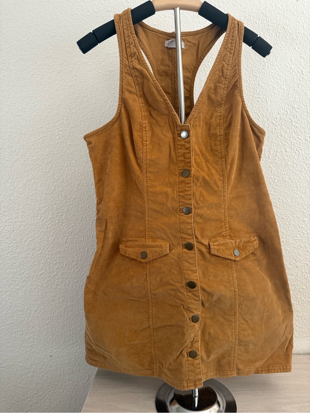 Cooperative Corduroy Button-Front Pinafore in Camel Brown